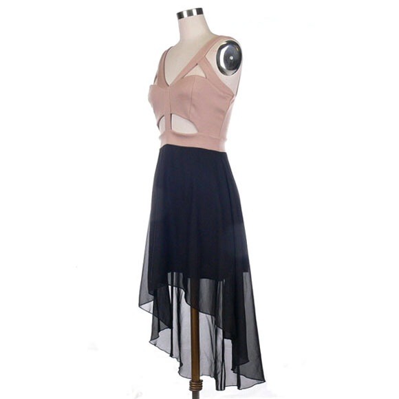 Sexy hi low dress color black or fuchsia - Picture 2 of 4