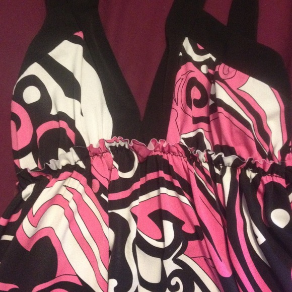 Pink white black choppy Tank top