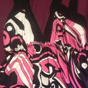 Pink white black choppy Tank top