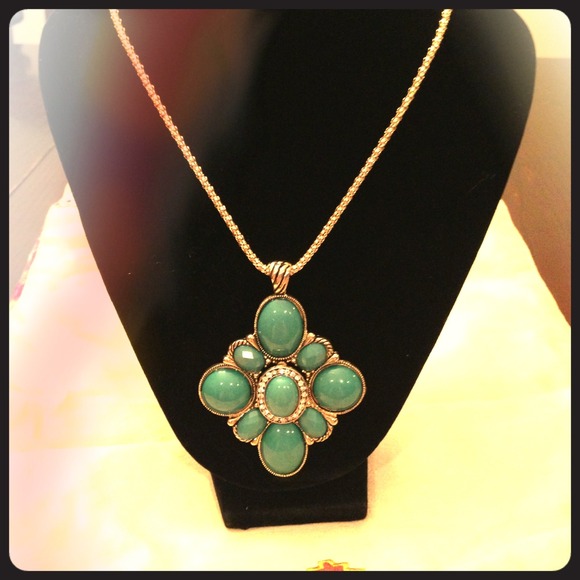 Brand new Teal Long necklace and earrings - Picture 1 of 3