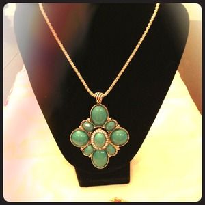Brand new Teal Long necklace and earrings