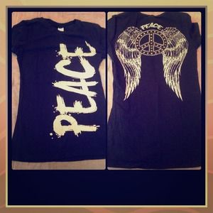 -Black Shirt with Wing Design on Back-