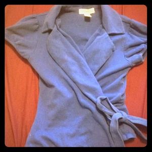 Short sleeved blue  cotton blazer