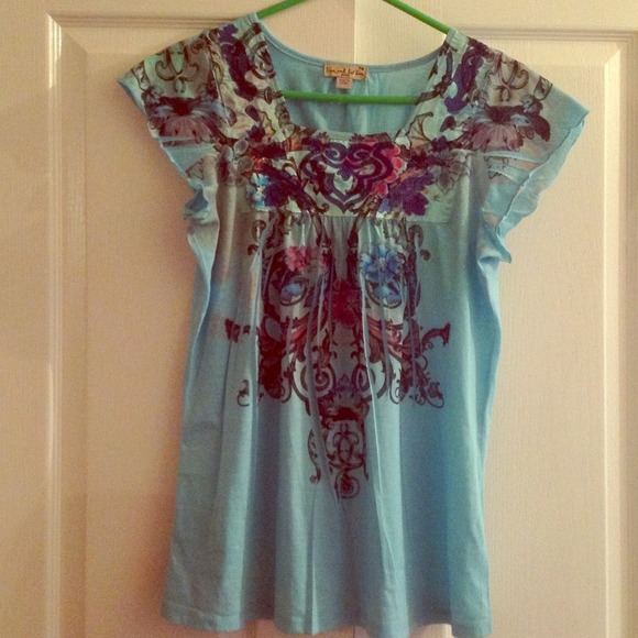 Tops - Empire style knit top with satin trim!