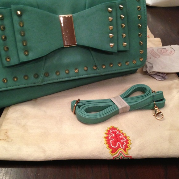 Turquoise Studded Clutch/Crossbody - Picture 3 of 4