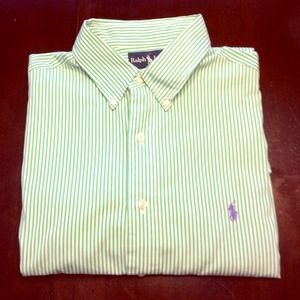 Men's Ralph Lauren green striped long sleeve shirt