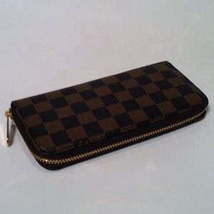 New LV brown checker wallet