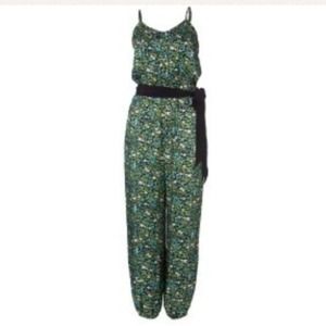 Tibi black floral ditzy romper 4 silk pants jumper