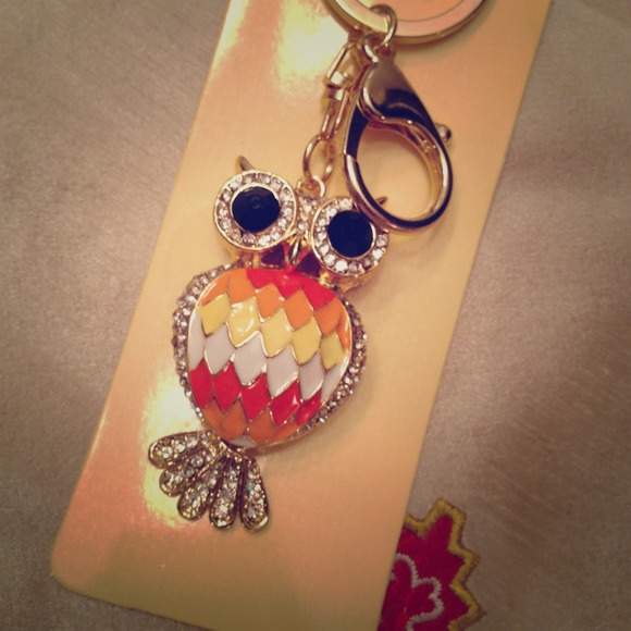 Adorable Owl Keychain with Rhinestones - Picture 1 of 3