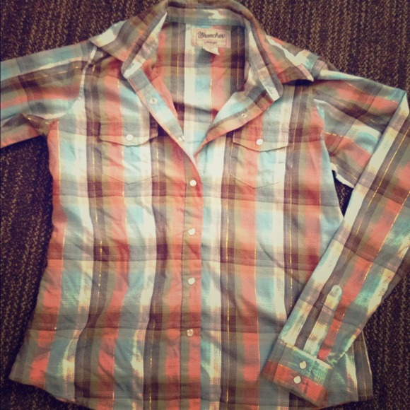 •SOLD• Orange, Blue and Green Wrangler Flannel