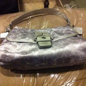 Coach silver glitter new bag auth