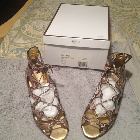 Sold. Authentic Coach Charlize 7.5 sandals. Python - Picture 3 of 4