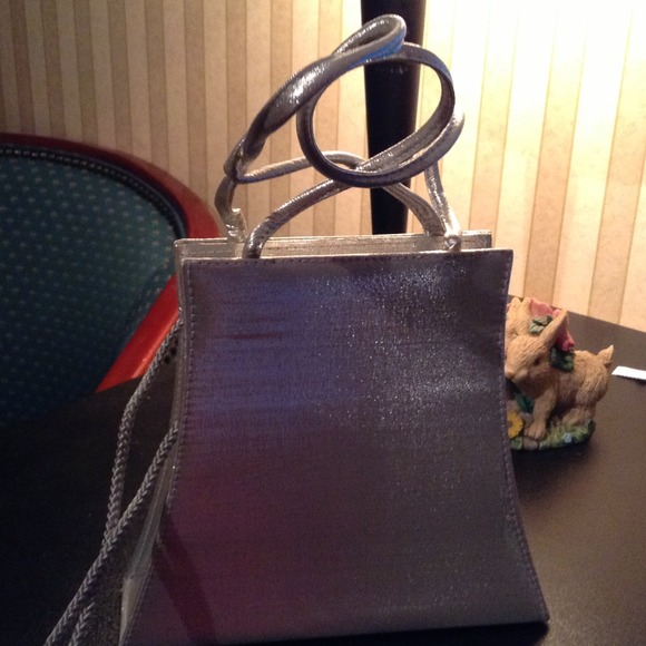 Silver evening bag satiny new