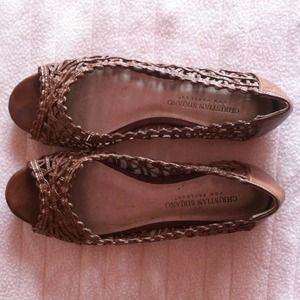 open toed flats.