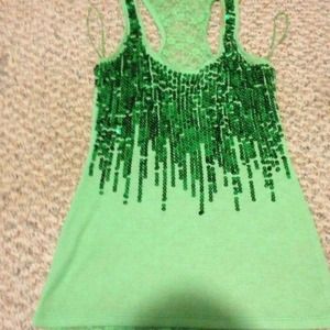 Laceback sequin tank!
