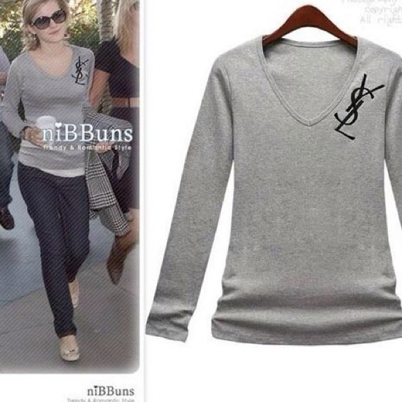 YSL long sleeve v-neck shirt
