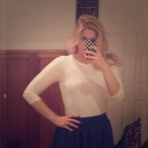 HOLD White lace J. Crew cotton tee with 3/4 sleeve