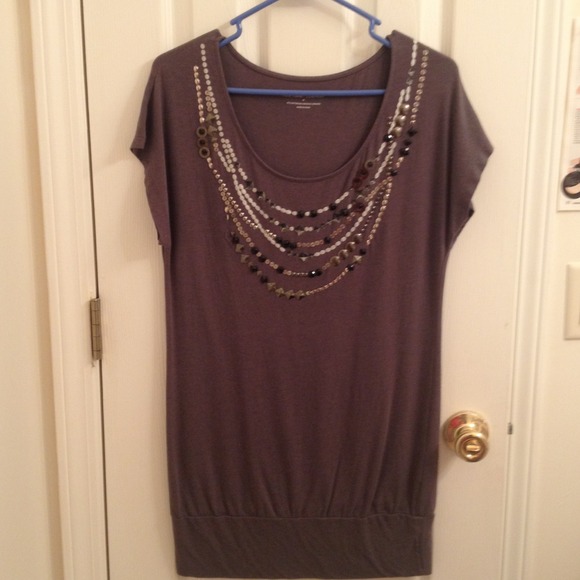 Grey dress with beading