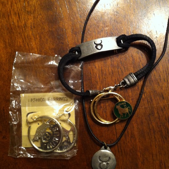 Jewelry - NLA Taurus earrings, necklace bracelet n pin