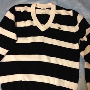 Lacoste Blue and White Sweater
