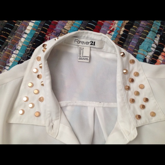 A white with gold studs classy top - Picture 2 of 3