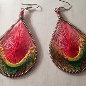 Green/red/yellow earrings
