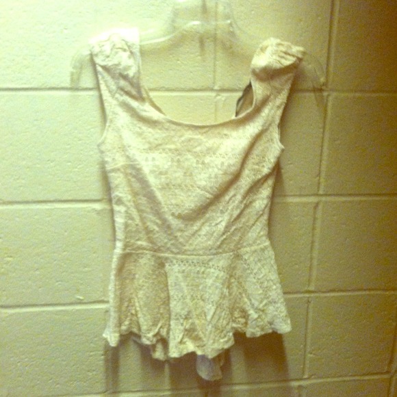 Open back cream peplum top SOLD IN BUNDLE - Picture 1 of 4