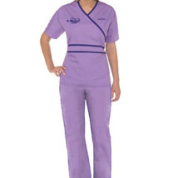 Great set of mock wrap orchid scrubs !