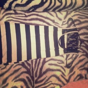 Black &White Stripe Tank with Lacing from WetSeal