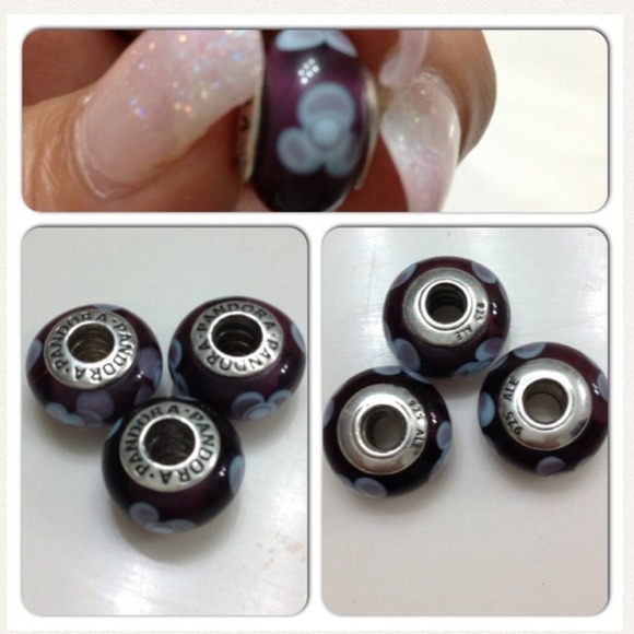 Authentic Murano purple glass beads