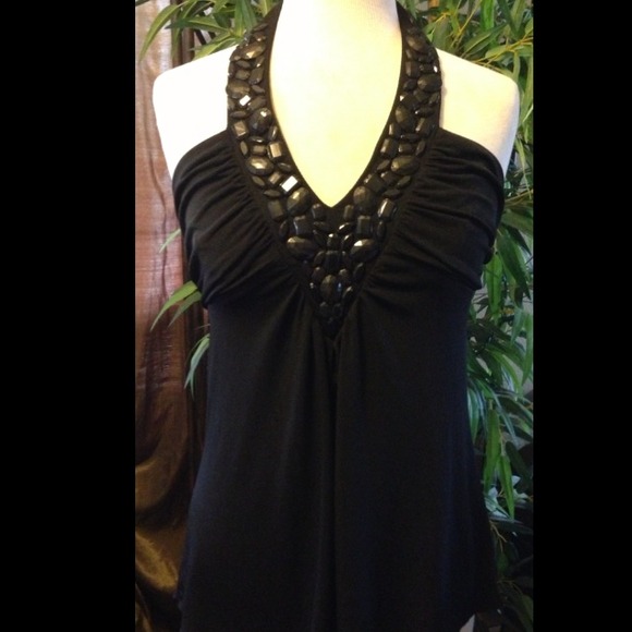 Tops - 👚Black Embelished Halter Top👚