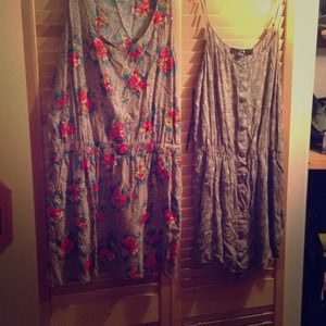 Tan floral dress, tan floral romper