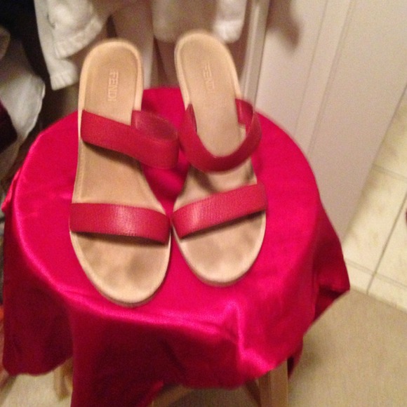 Red Fendi strappy leather heels