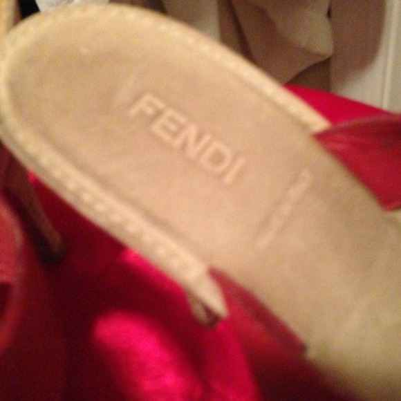 Red Fendi strappy leather heels