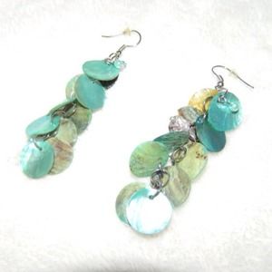 Turquoise Seashell Cutout Earrings