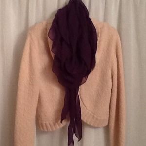 Knit and sheer ruffled scarf