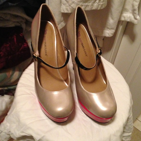 Unique Gold, red, black Maryjanes.