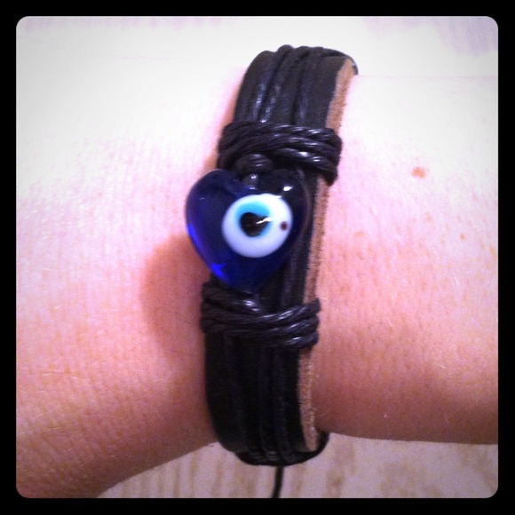 Leather evil eye bracelet