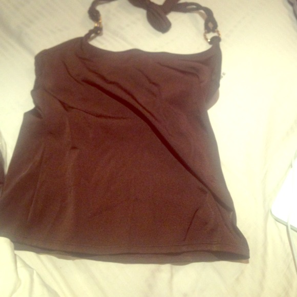 Exotic brown Robin Picone cami tie swim top. Sz M