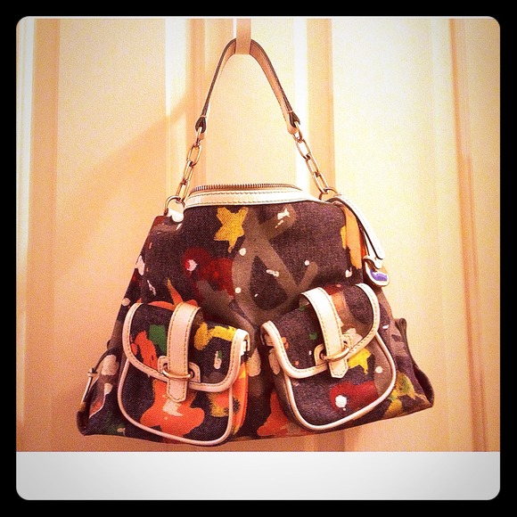 💢SOLD💢 D&B Splash Denim Shoulder Satchel 🌺