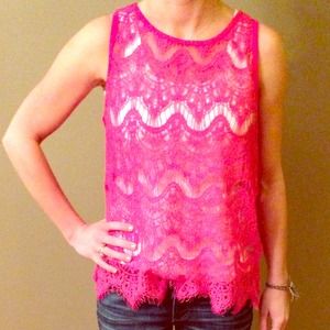 Forever 21 hot pink lace blouse