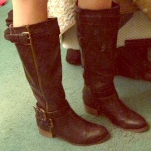 Deep brown knee high boots