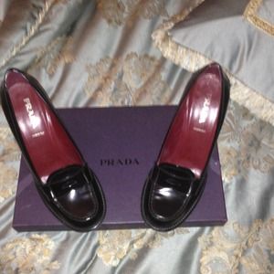 Sold!! Prada Black Heel Loafers