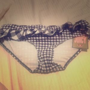 Juicy Couture blue picnic plaid bikini bot sz L/XL