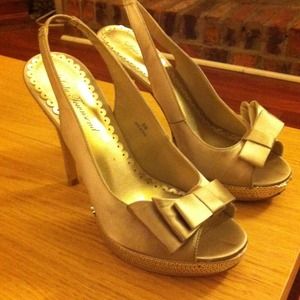 Champagne peep toe, sequin heel stilettos