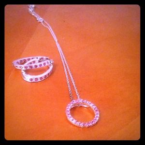 Silver necklace and matching earrings
