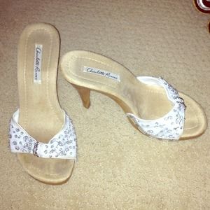 Peep toe embellished white heels. Charlotte Russe!