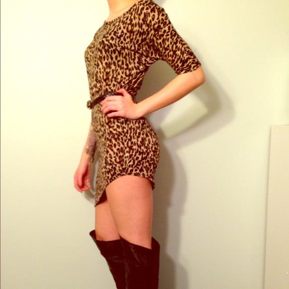 X SOLD X Sexy, asymmetrical cheetah print dress
