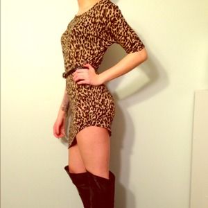 X SOLD X Sexy, asymmetrical cheetah print dress