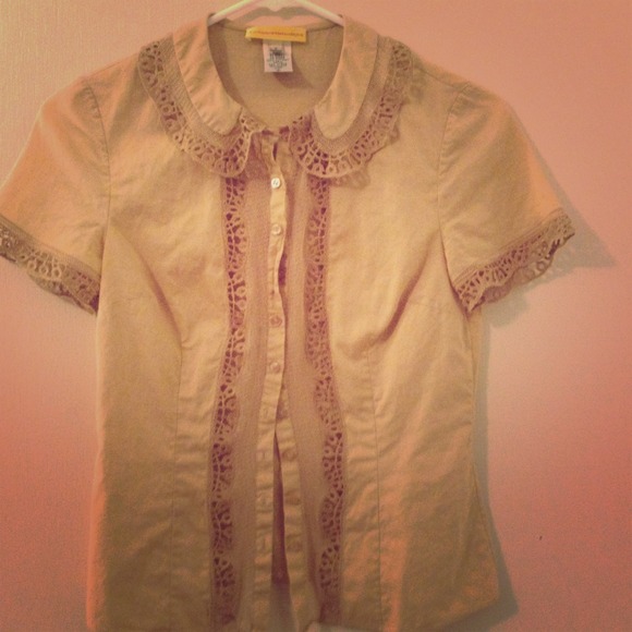Vintage blouse pink long sleeve and gold ring